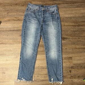 GAP Blue Boyfriend Jean with Raw Hem Sz 2/26